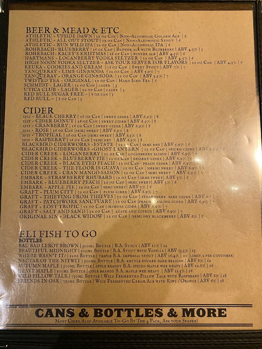 Menu Eli Fish Brewing Co.-1