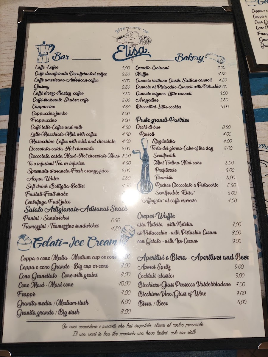 Menu Elisa Gelateria Pasticceria Caffetteria Piazza Di Spagna-4