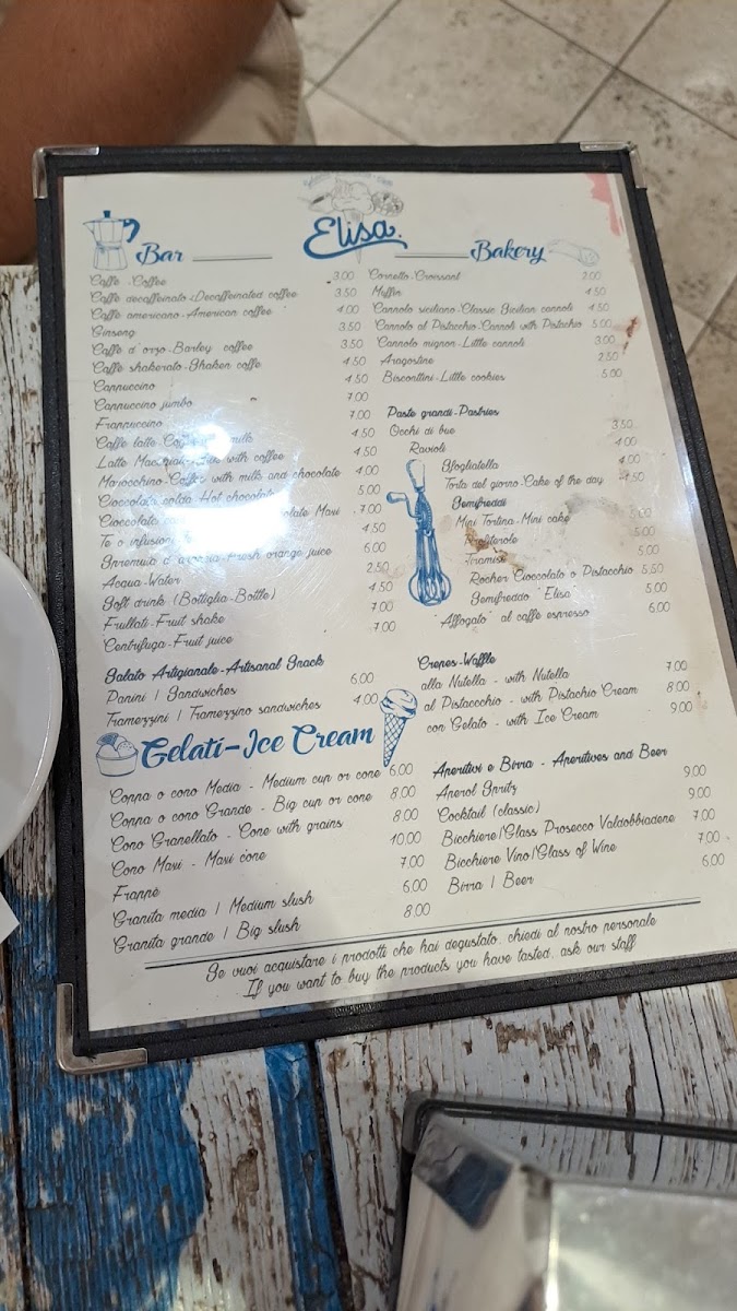 Menu Elisa Gelateria Pasticceria Caffetteria Piazza Di Spagna-6