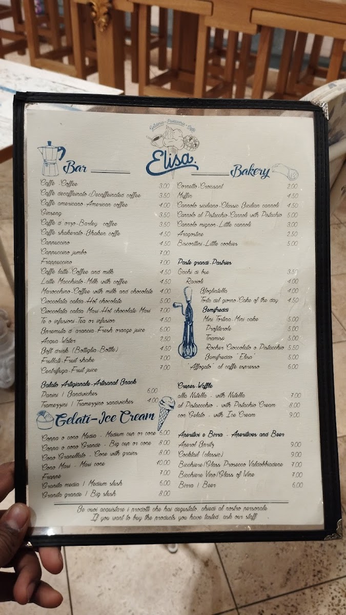 Menu Elisa Gelateria Pasticceria Caffetteria Piazza Di Spagna-7