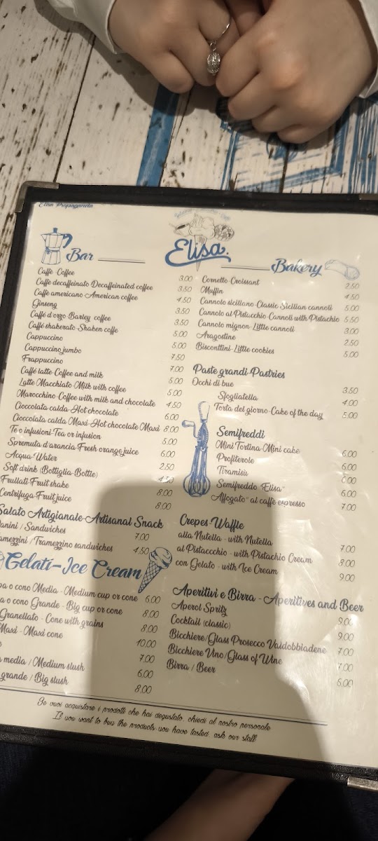 Menu Elisa Gelateria Pasticceria Caffetteria Piazza Di Spagna-8