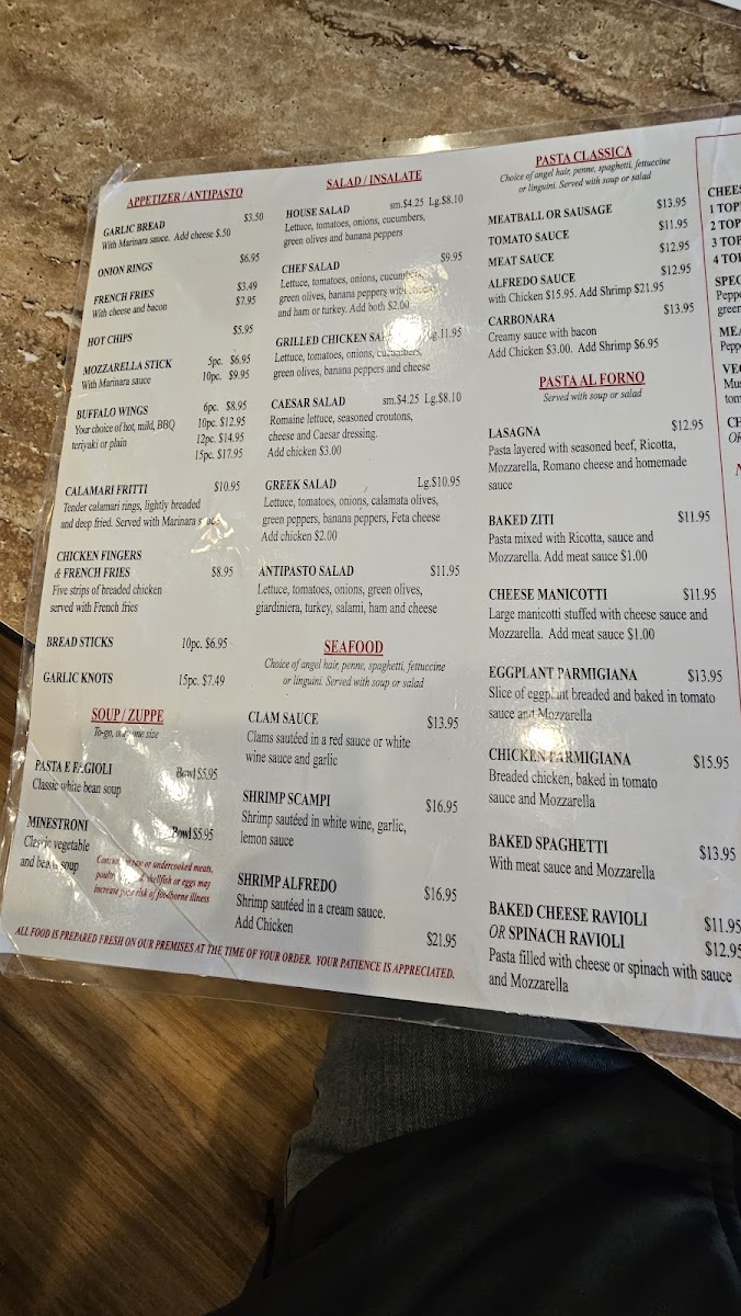 Menu Elizabeth's Italian Restaurant Pizzeria-1