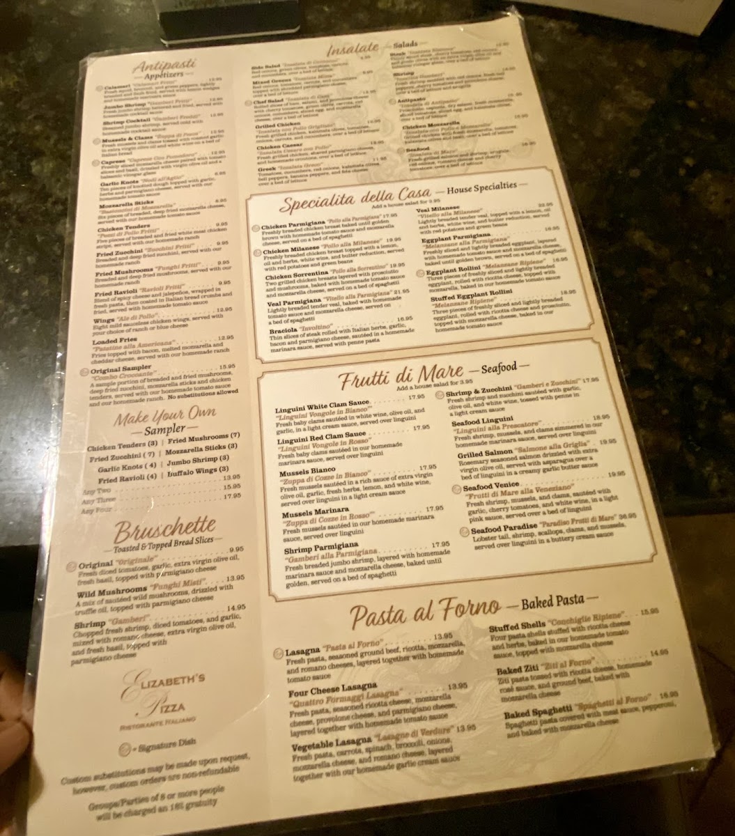 Menu Elizabeth's Pizza And Italian Restaurant-3