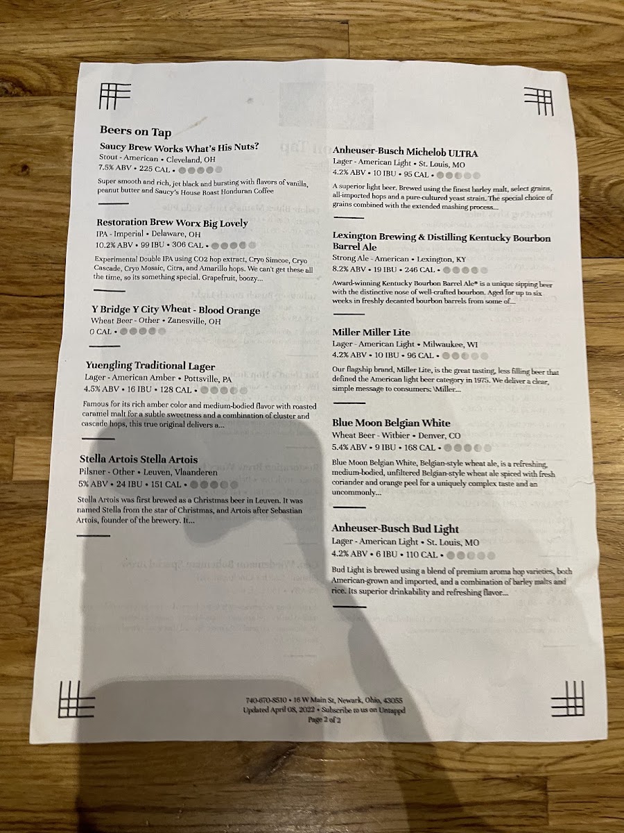 Menu Elliot's Wood Fired Kitchen & Tap-10