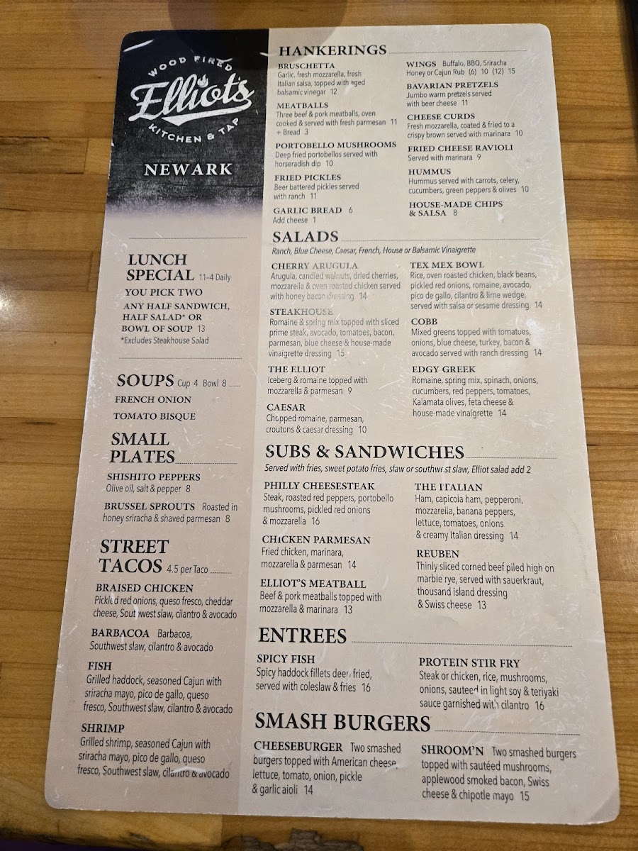 Menu Elliot's Wood Fired Kitchen & Tap-3