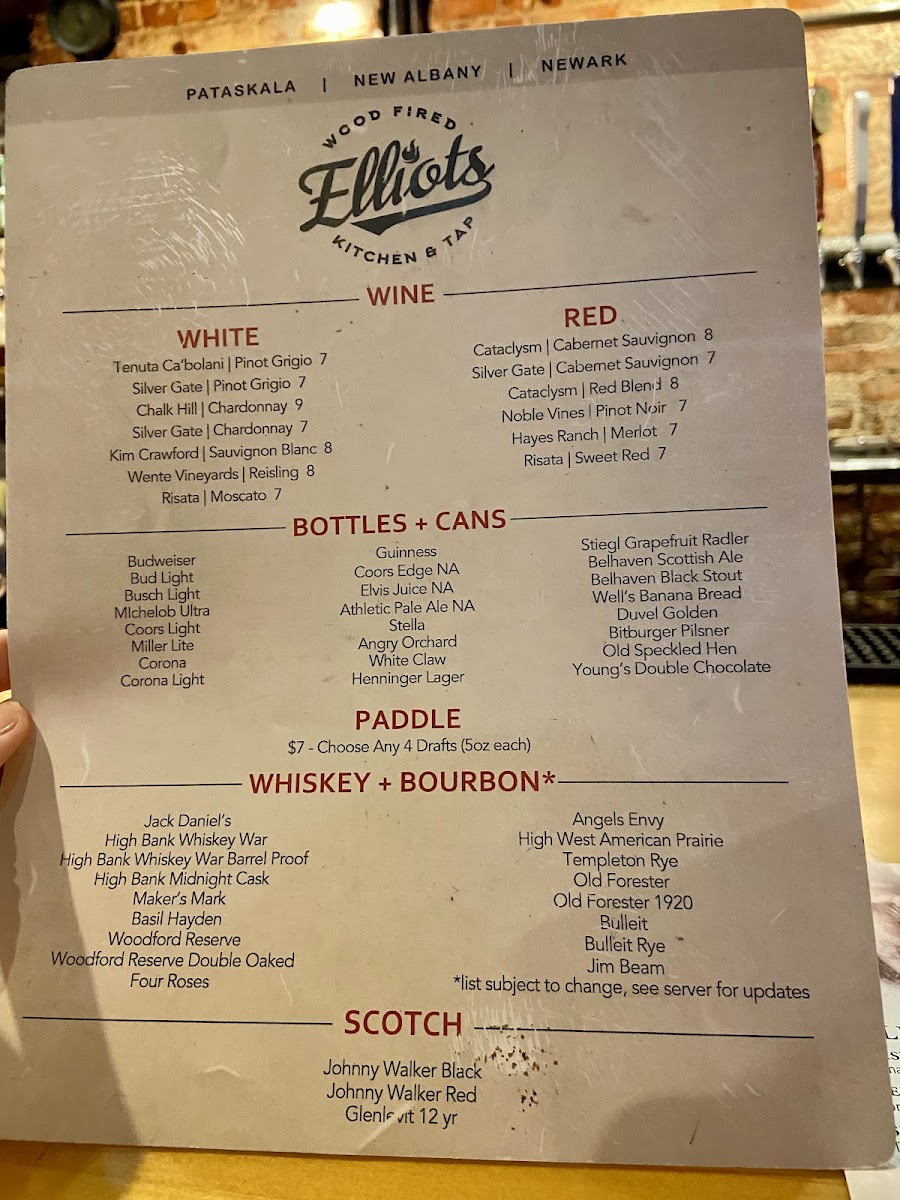 Menu Elliot's Wood Fired Kitchen & Tap-7