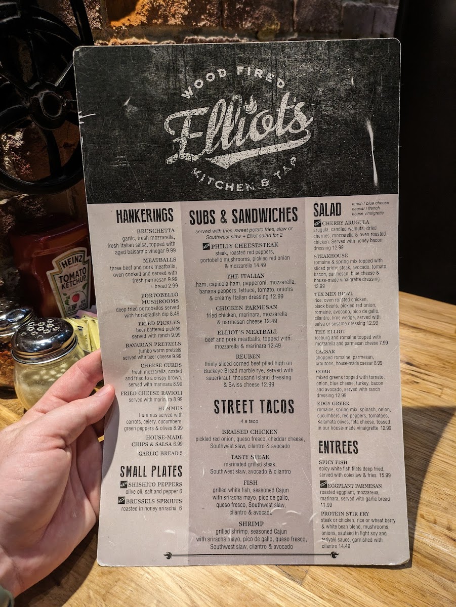 Menu Elliot's Wood Fired Kitchen & Tap-9