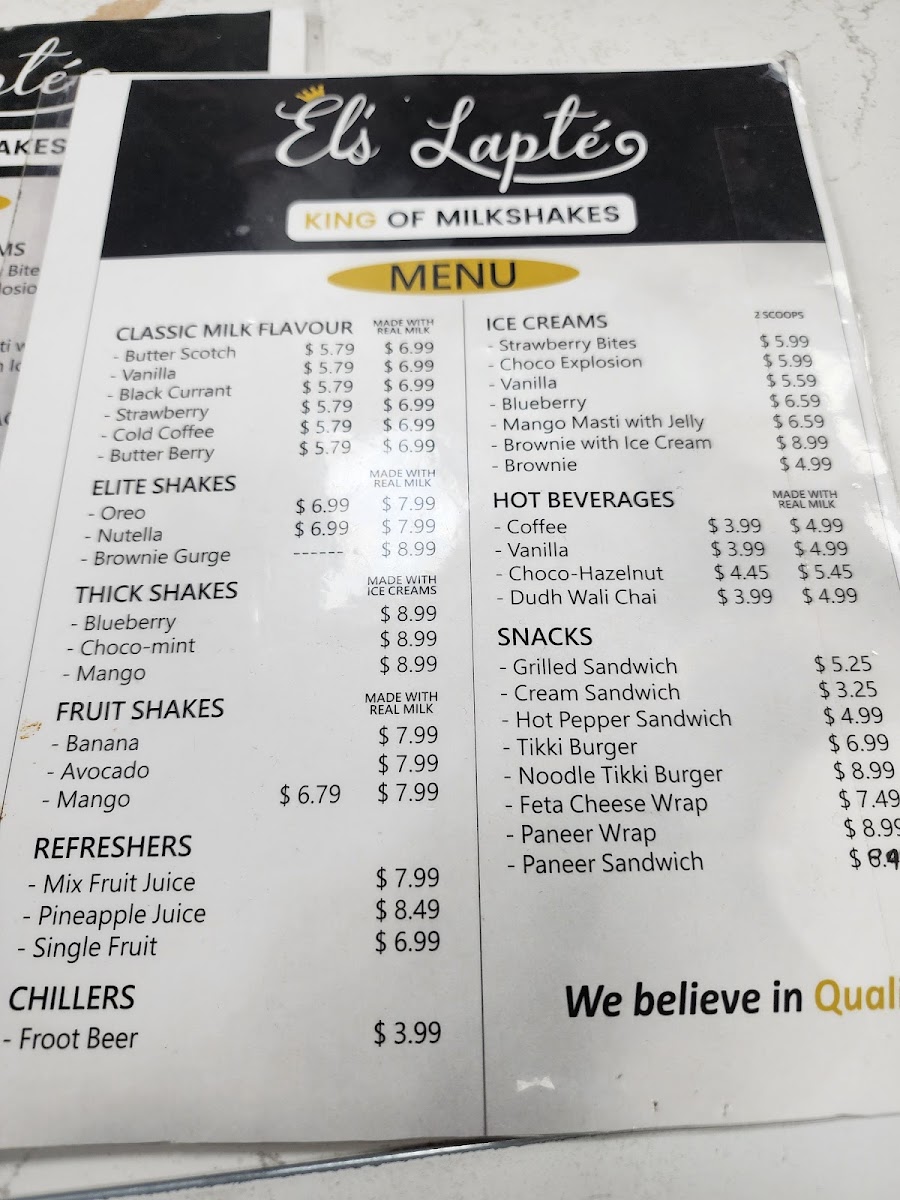 Menu El’S Lapte' King Of Milkshakes (Verka Green Ave Amritsar)-4