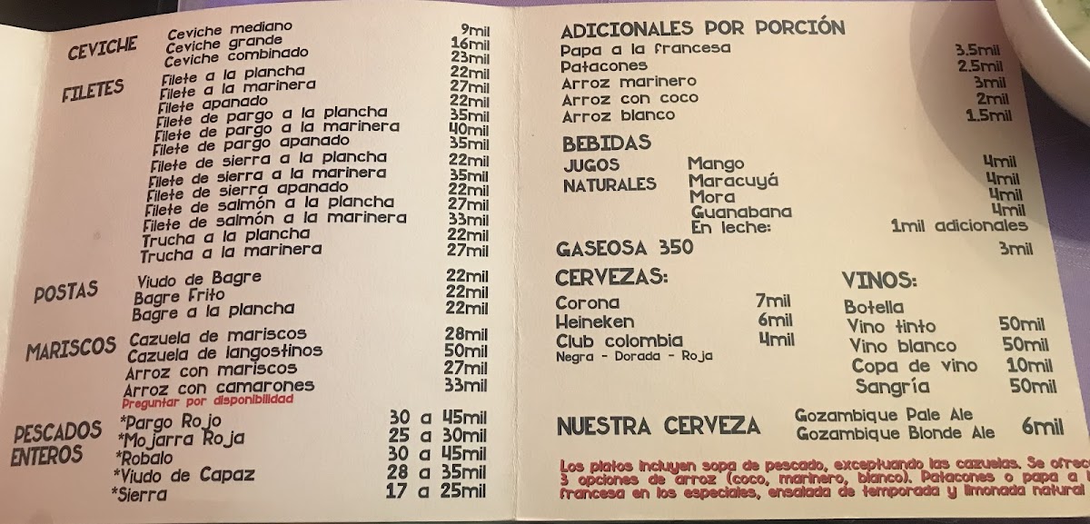 Menu Embajada De Gozambique-2