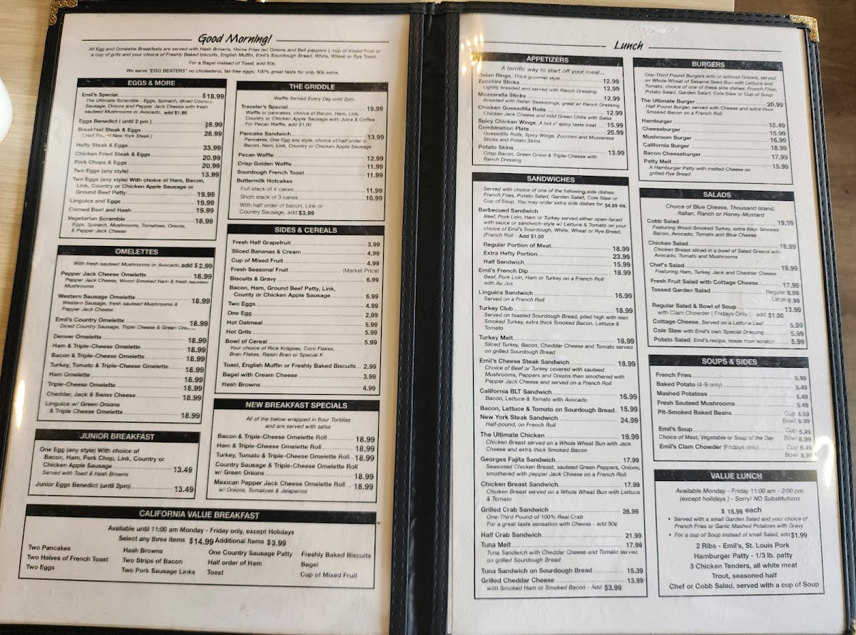 Menu Emil Villa's California Bbq-1