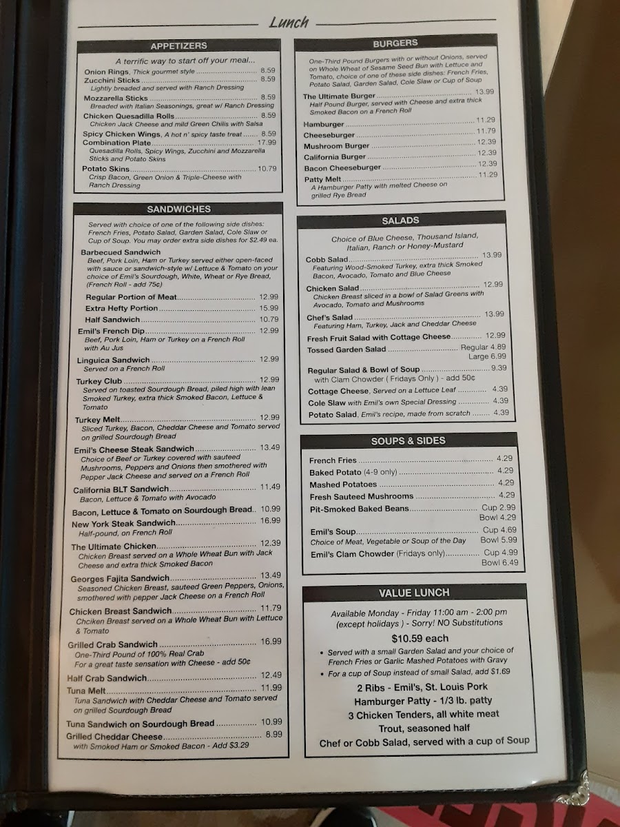 Menu Emil Villa's California Bbq-10
