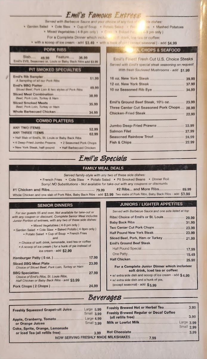 Menu Emil Villa's California Bbq-2
