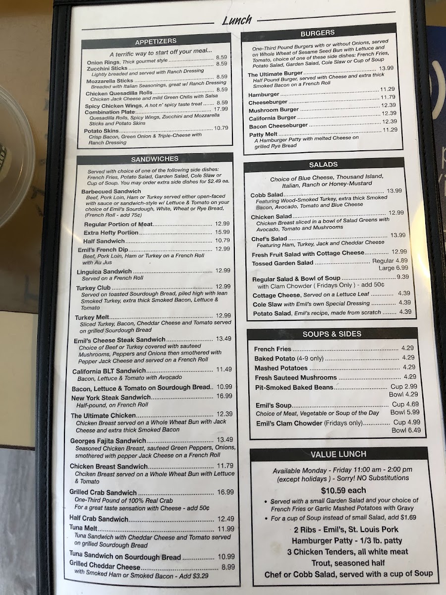 Menu Emil Villa's California Bbq-8