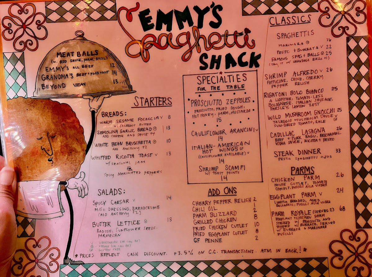 Menu Emmy's Spaghetti Shack-9