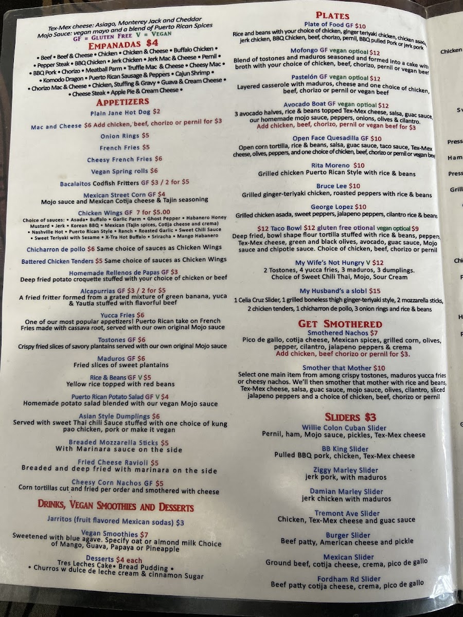 Menu Empanada Nirvana Montgomery Ny-10