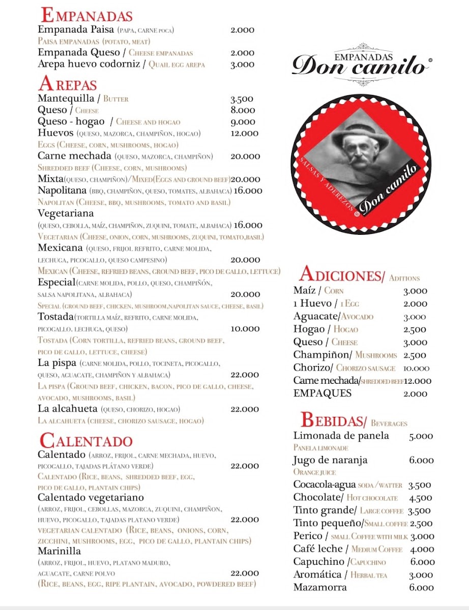 Menu Empanadas Y Ají Don Camilo-1