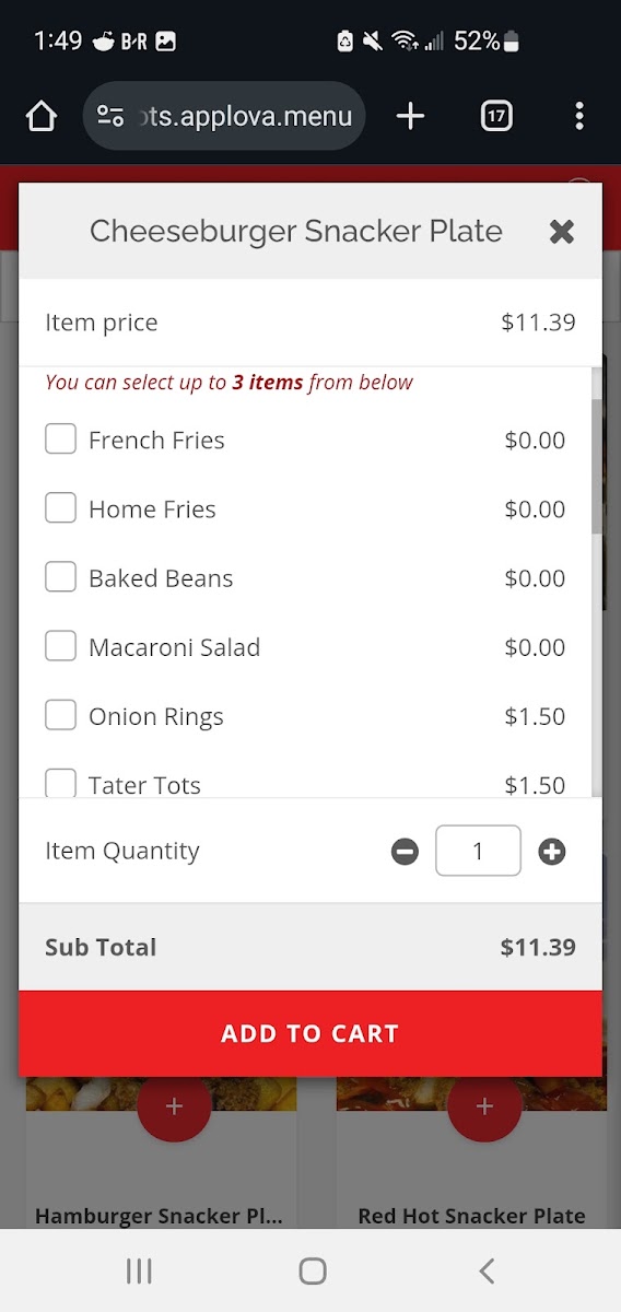 Menu Empire Hots-4