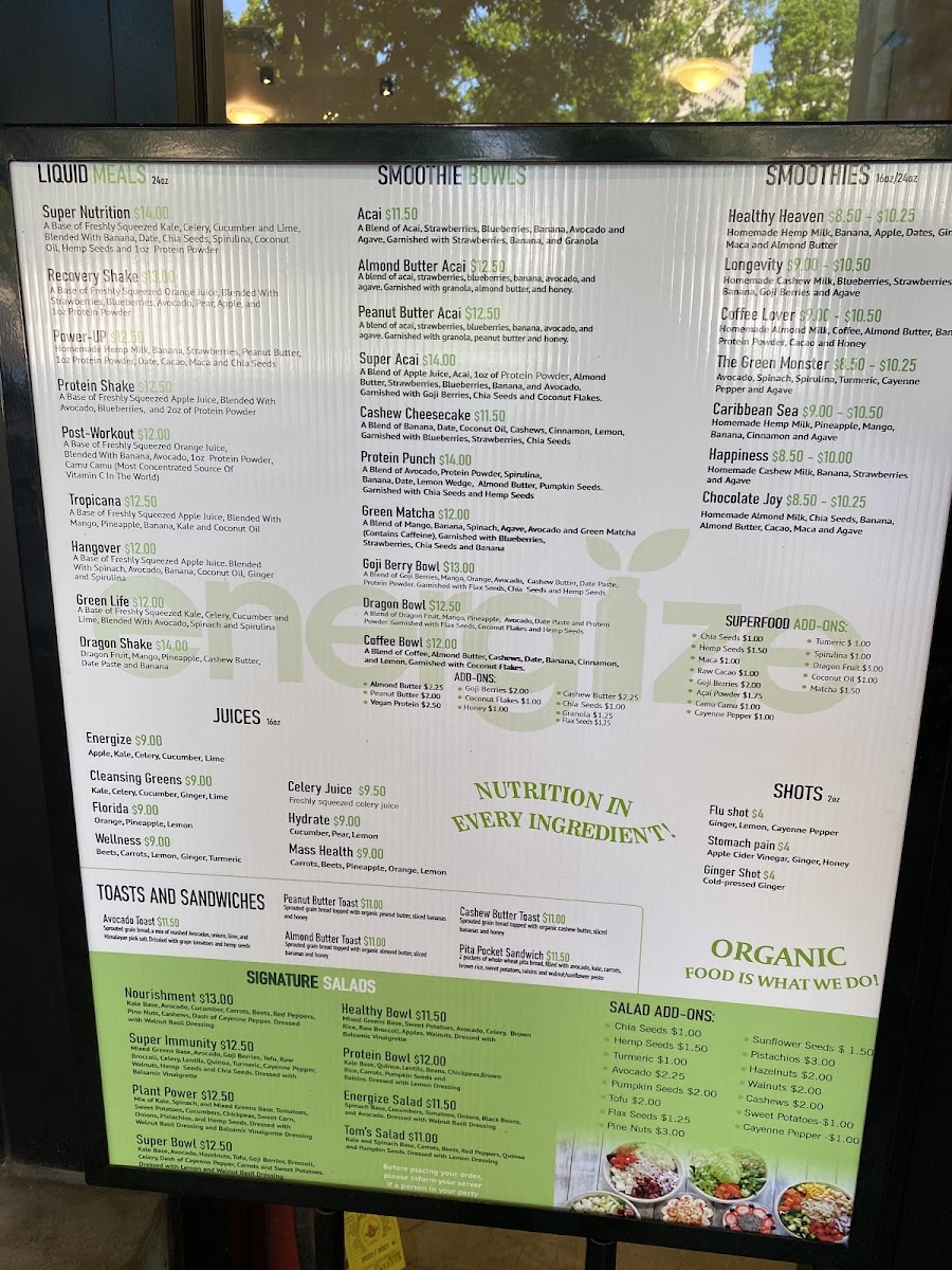 Menu Energize-3