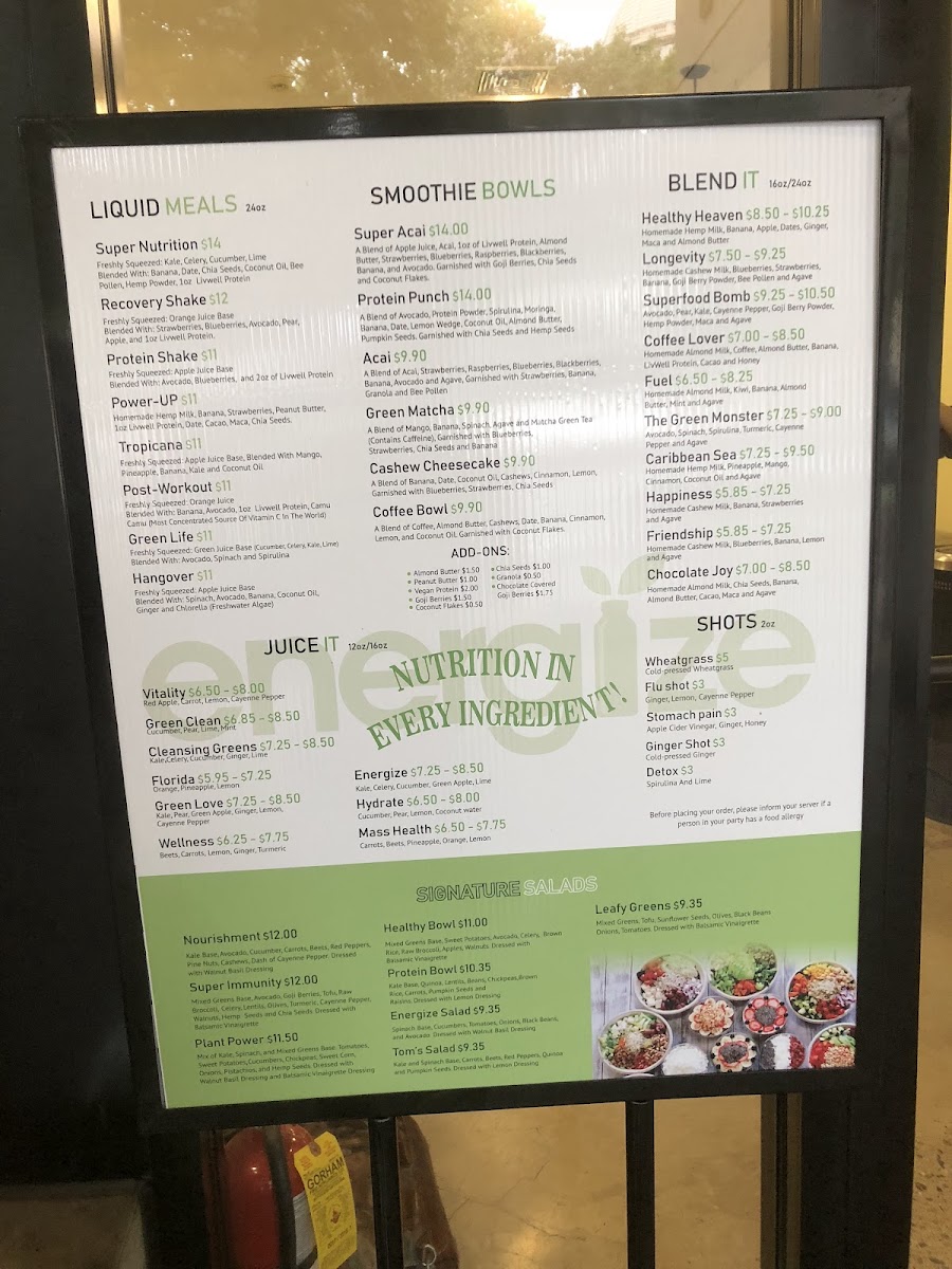 Menu Energize-5