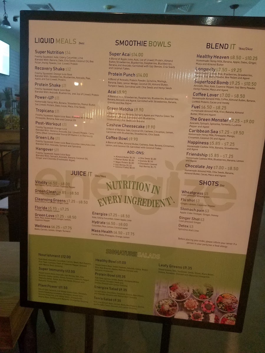 Menu Energize-6
