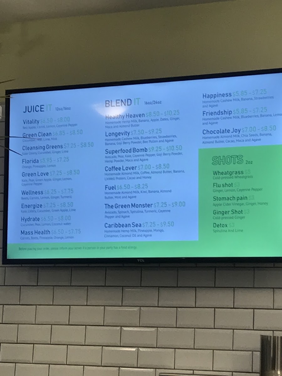 Menu Energize-7