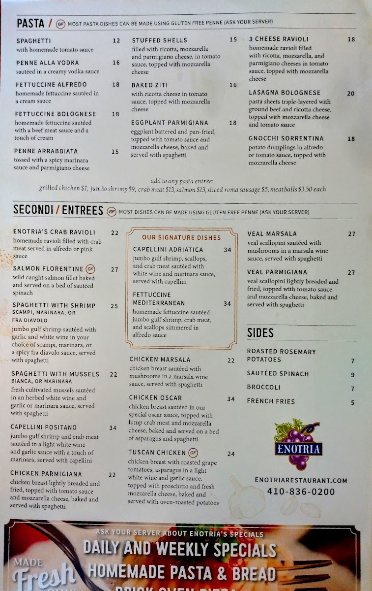 Menu Enotria Restaurant & Grill-1