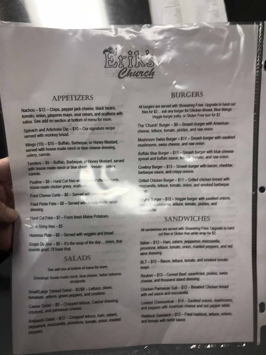 Menu Erik's Church-7