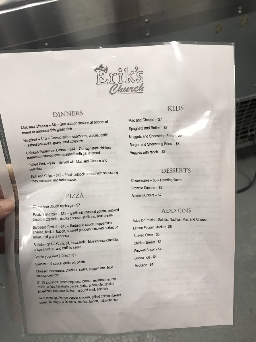 Menu Erik's Church-8