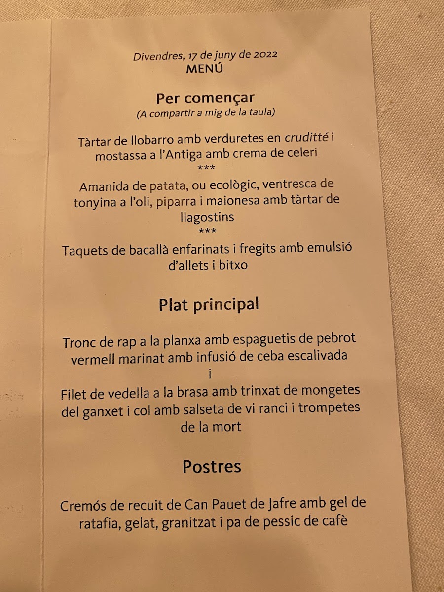 Menu Es Portal Hotel Gastronòmic - Es Portal Restaurant-1