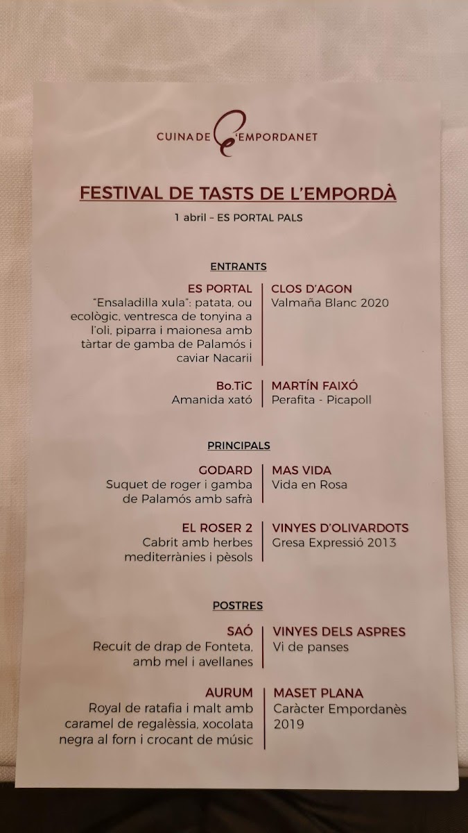 Menu Es Portal Hotel Gastronòmic - Es Portal Restaurant-7