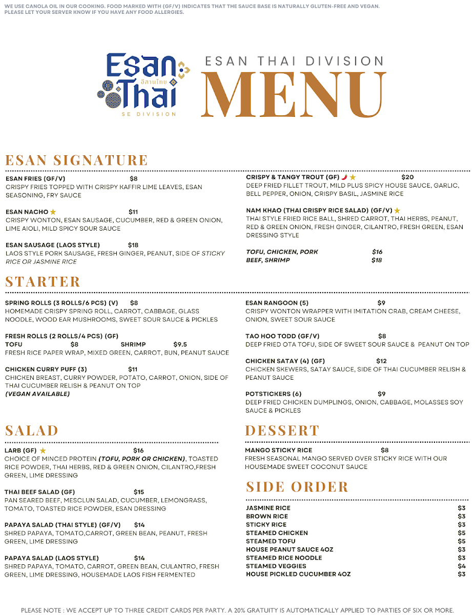 Menu Esan Thai Se Division-2