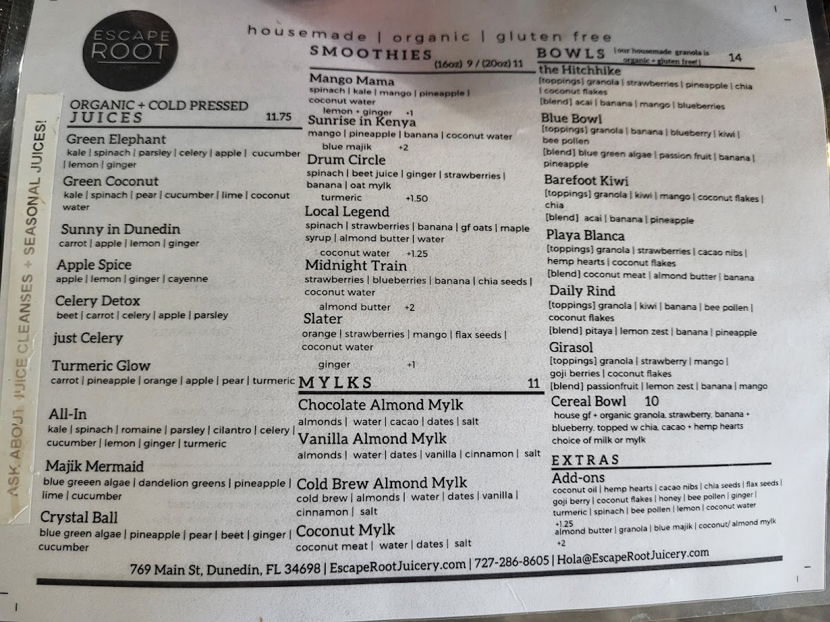 Menu Escape Root Juice + Coffee-3