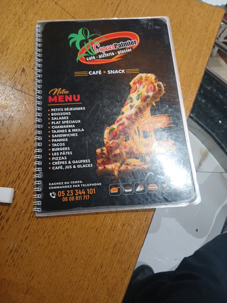 Menu Espace Palmier - Cafe - Pizzeria - Glacier-1