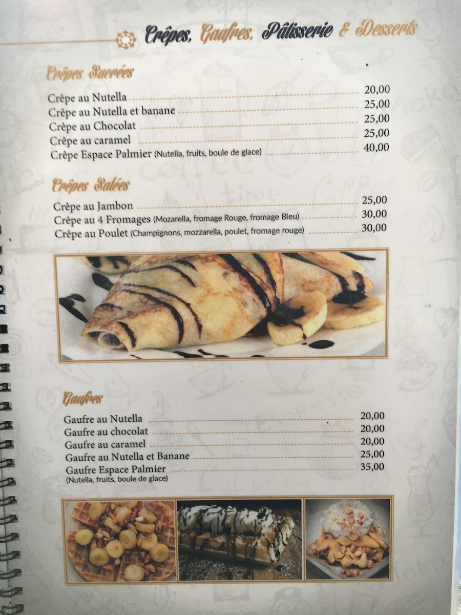 Menu Espace Palmier - Cafe - Pizzeria - Glacier-7