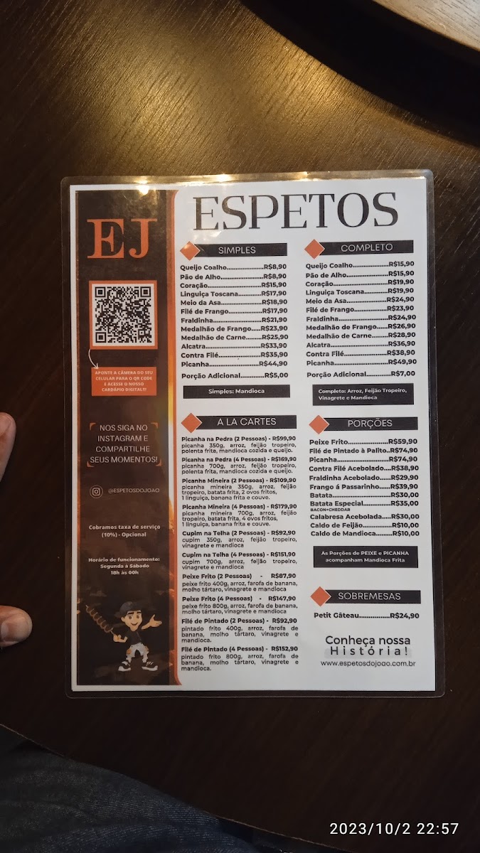 Menu Espetos Do João - Unidade Boa Esperança-1