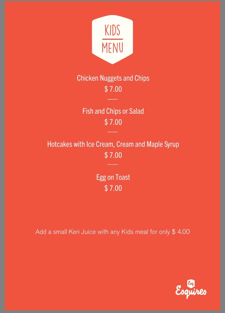 Menu Esquires Cafe - The Hub-2