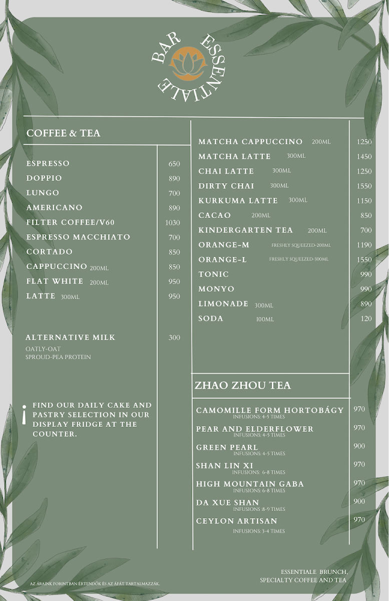 Menu Essentiale Brunch, Specialty Coffee And Tea-3