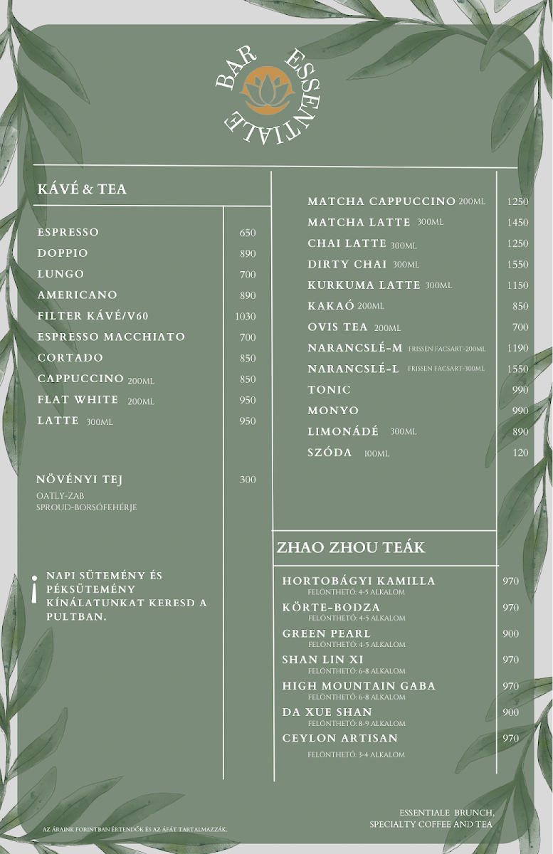 Menu Essentiale Brunch, Specialty Coffee And Tea-4