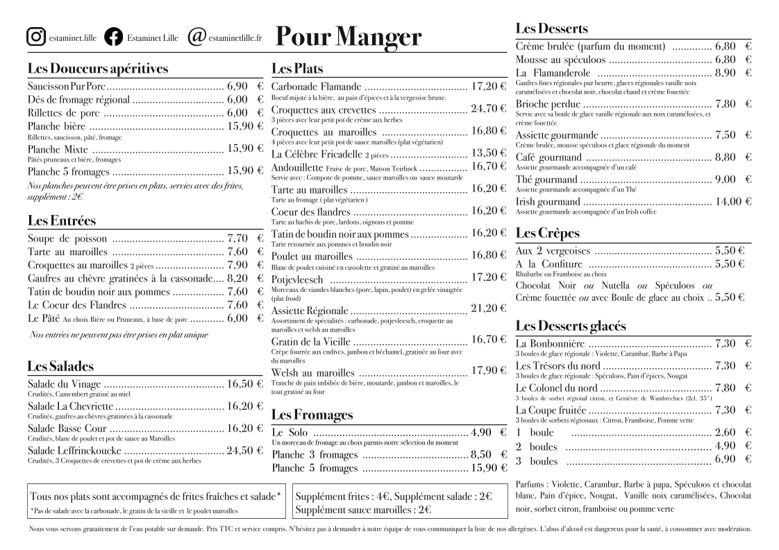 Menu Estaminet Au Vieux De La Vieille-1