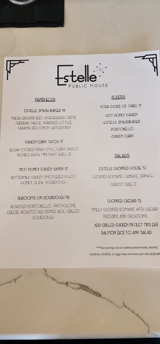 Menu Estelle Public House-1