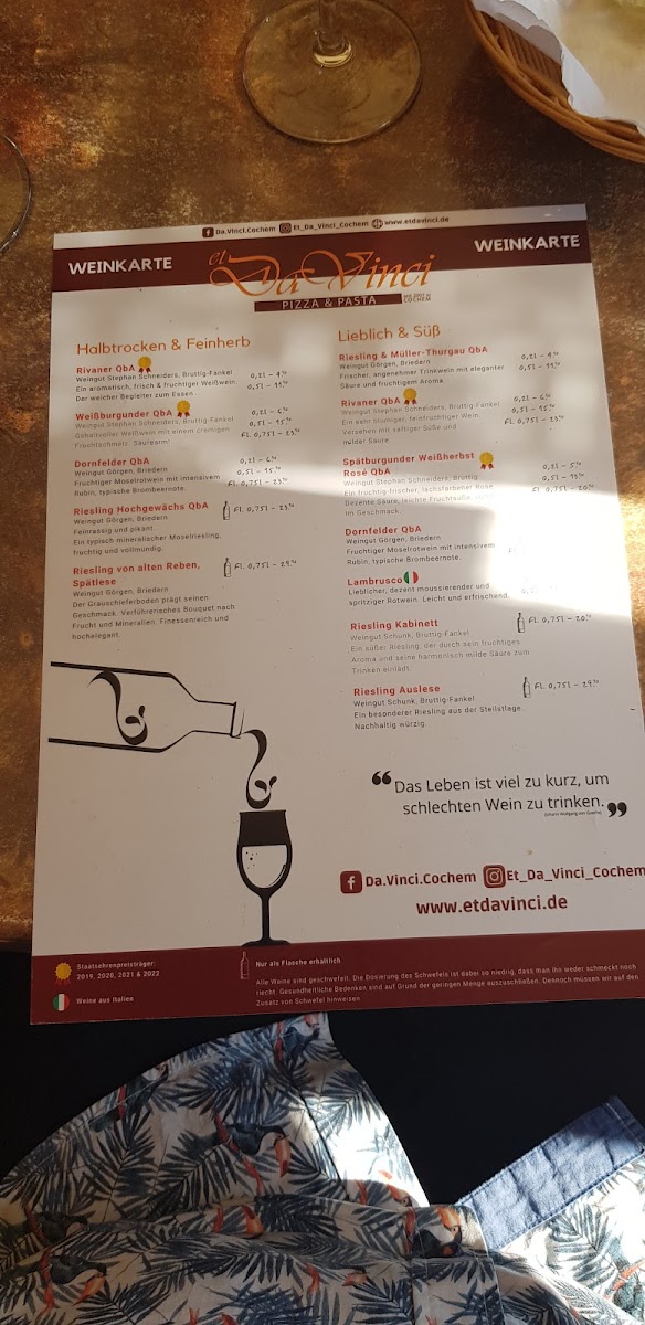 Menu Et Da Vinci Cochem-10
