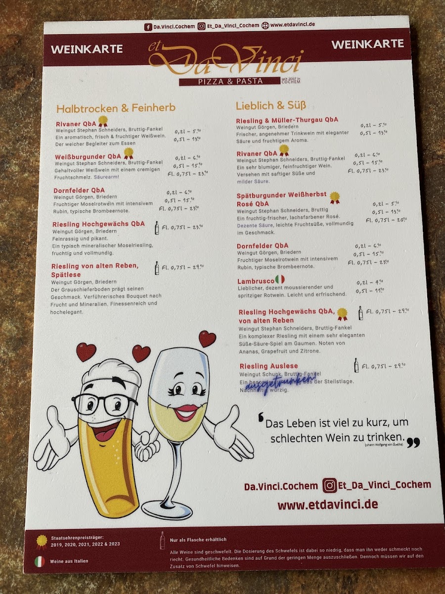 Menu Et Da Vinci Cochem-3