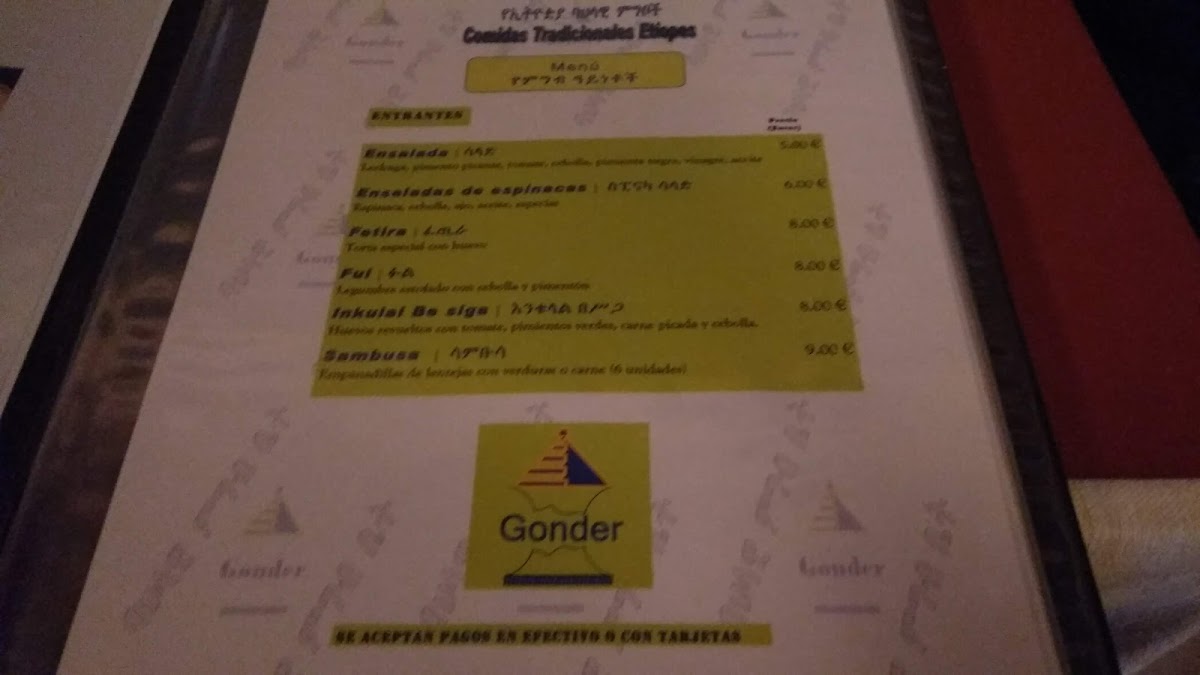Menu Ethiopian Restaurant Gonder-9