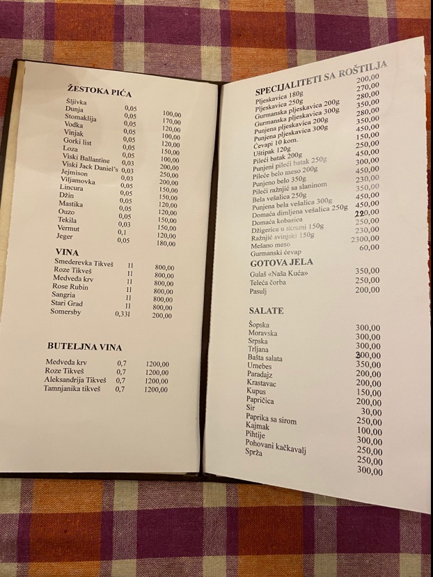 Menu Etno Restoran 'naša Kuća'-1