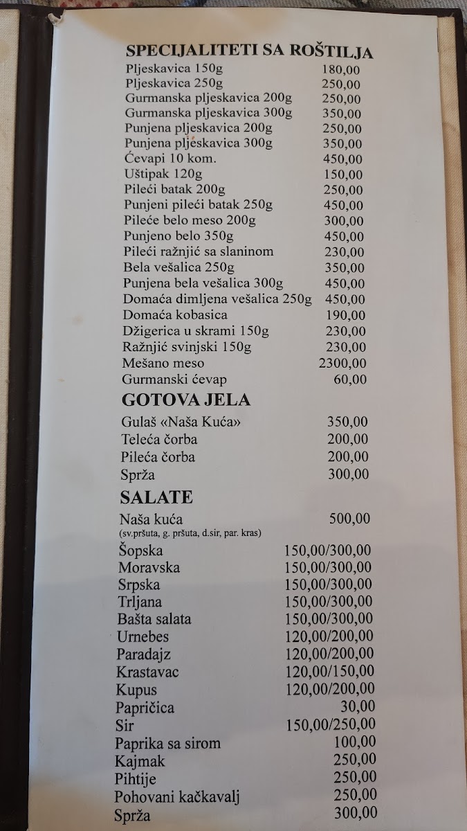 Menu Etno Restoran 'naša Kuća'-2
