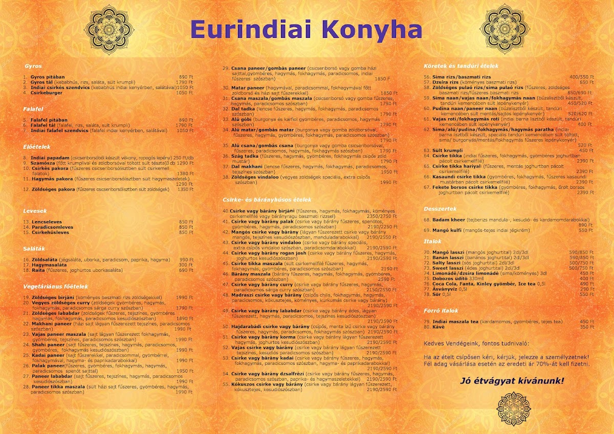 Menu Eur Indiai Restaurant-7