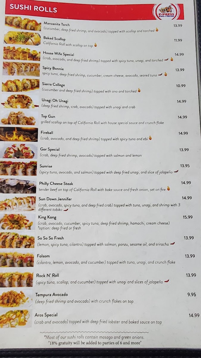 Menu Express Sushi & Teriyaki-1