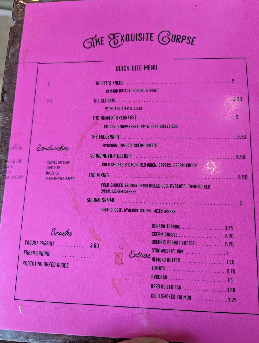 Menu Exquisite Corpse Coffee House-3