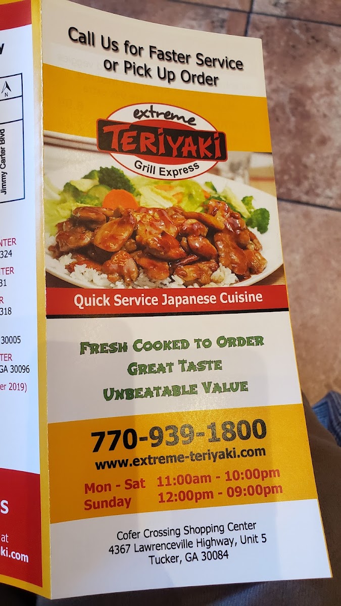 Menu Extreme Teriyaki Grill Express-10
