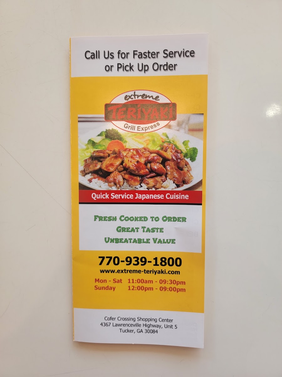 Menu Extreme Teriyaki Grill Express-7